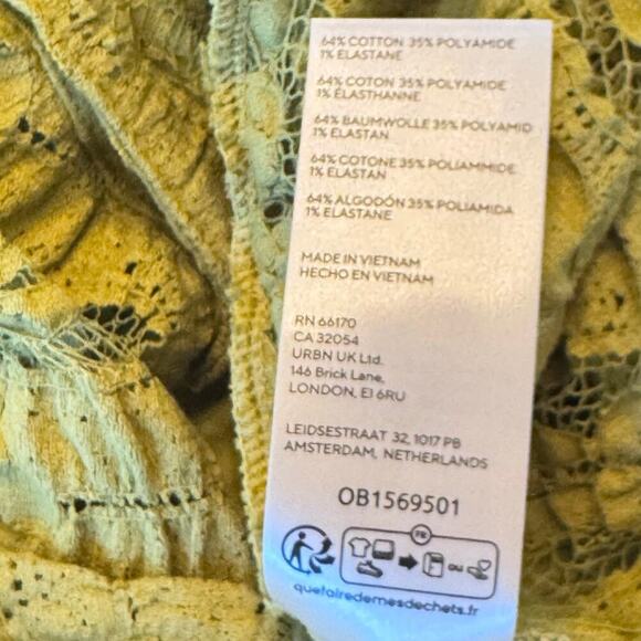 New FREE PEOPLE Shayla Long Sleeve Button Front Stretch Lace Mini Dress Sz M - Picture 12 of 12